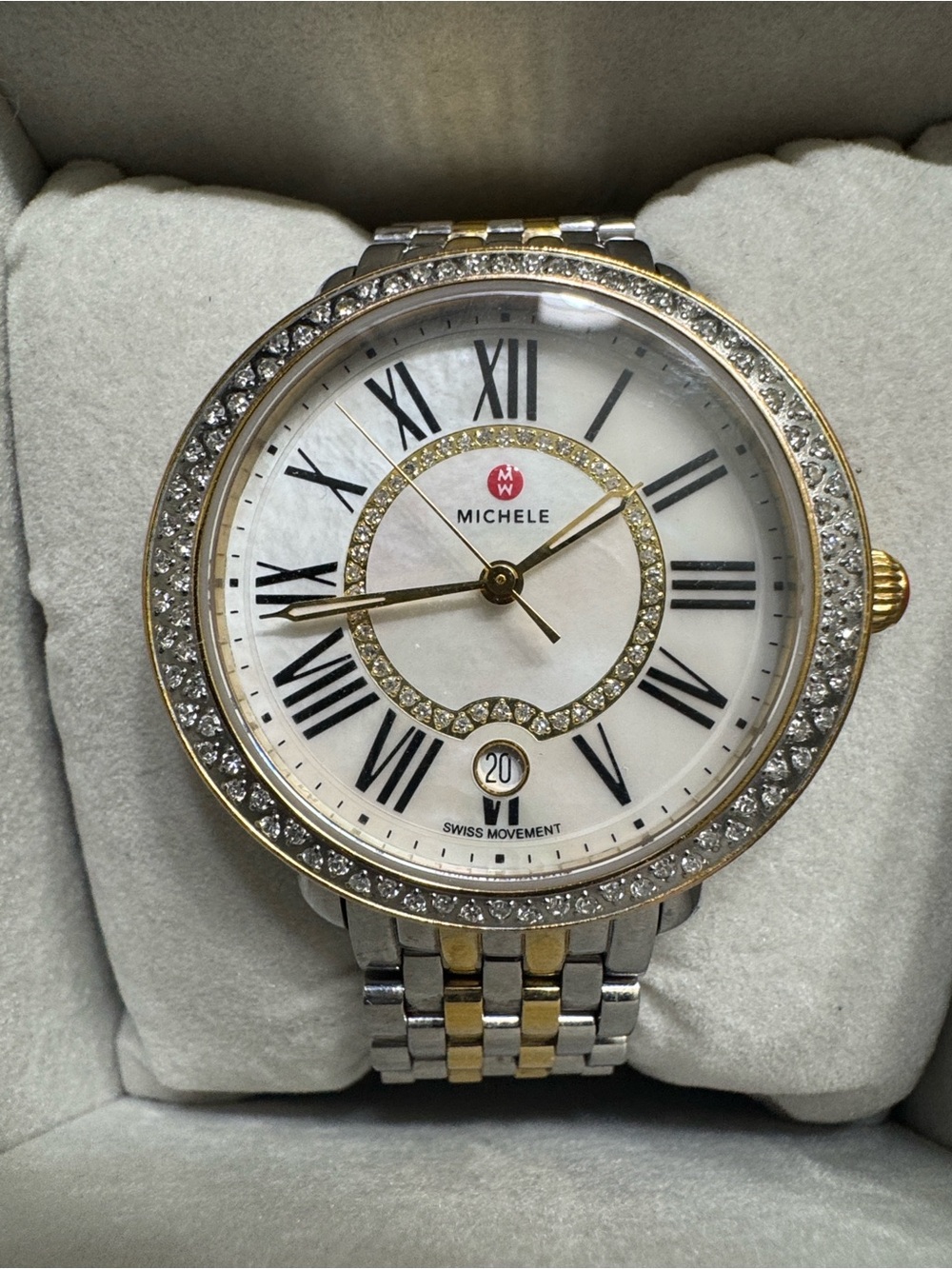 Michele Two-Tone Silver and Gold Bracelet Watch with Interchangeable Straps